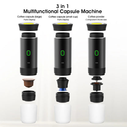 3-in-1 multifunctional capsule machine with various components on a white background
