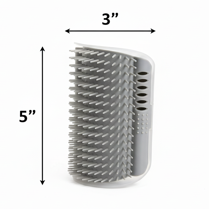 Gray pet grooming brush on a white background