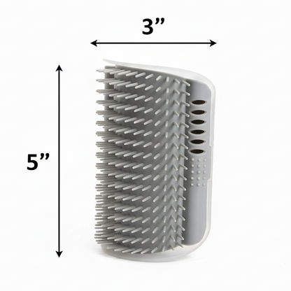 Gray pet grooming brush on a white background