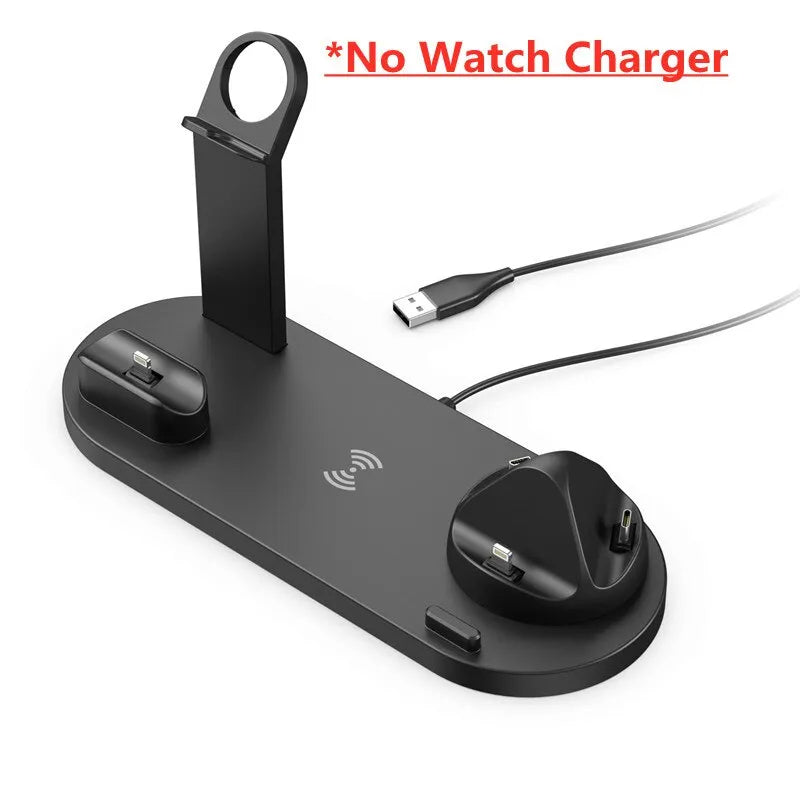 Black charging station with USB cable on a white background