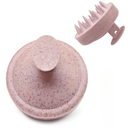 Pink speckled kitchen tool with a lid on a white background