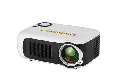 Flixematix video projector in white and black on a white background