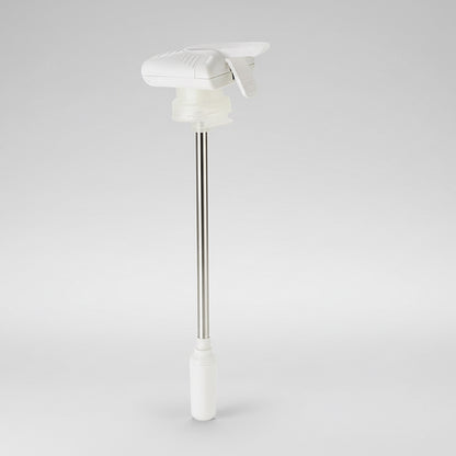 White spray bottle with long nozzle on a white background, inset images of a child using it and a close-up of the spray action.