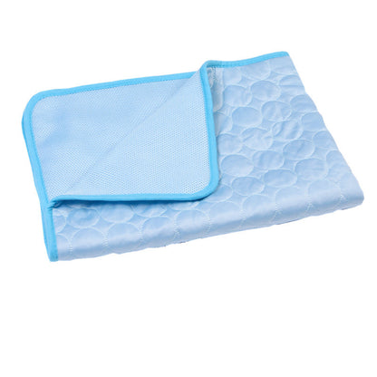 Blue textured cooling pad on a white background