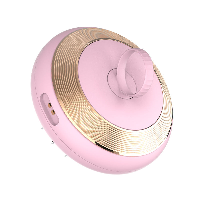 Pink and gold circular product on a white background
