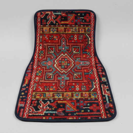 Car mat with intricate geometric pattern on a plain background