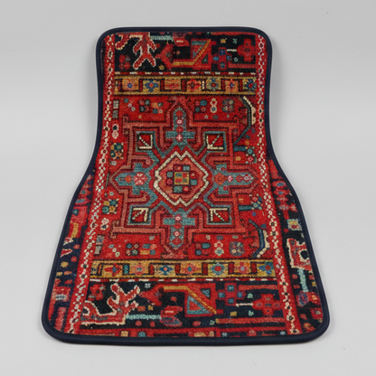 Car mat with intricate geometric pattern on a plain background